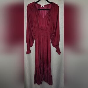 Dress Forum Berry Red Cinch Dress Love Sleeve Tie Front with Bead Detail Small